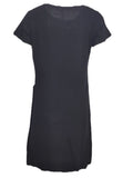Romildi Round Neck Pocket Dress, Casual Loose Solid Short Sleeve Spring Summer Knee-Length Dresses, Women's Clothing