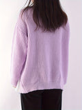 Romildi Color Block Rib Knit Cradigan, Casual Long Sleeve Scollop Trim Sweater, Women's Clothing