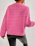 Romildi Plaid Pattern Crew Neck Pullover Sweater, Casual Long Sleeve Sweater, Women's Clothing