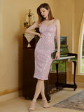 Sequined Split Cami Dress, Elegant Sleeveless Bodycon Dress For Banquet & Party, Women's Clothing
