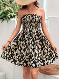 Romildi Allover Print Tube Dress, Casual Off Shoulder Shirred Dress, Women's Clothing