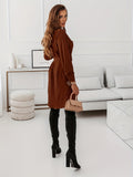 Romildi Button Shirt Dress With Belt, Elegant Long Sleeve Dress For Spring & Fall, Women's Clothing