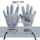 Water-Resistant Polyester Ski Gloves for Teens - Windproof, Warm, Non-Slip Grip | Woven Outdoor Sports Gloves for Ages 14+, Hand Washable