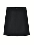 Romildi Solid High Waist Skirt, Casual Zipper Mini Skirt, Women's Clothing