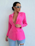 Romildi Solid Button Front Blazer, Elegant Long Sleeve Slim Outwear, Women's Clothing