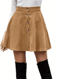Romildi Romildi Button Front A-line Skirt, Casual Skirt For Spring & Fall, Women's Clothing