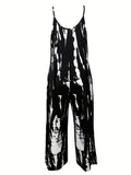 Romildi Women's Plus Size Tie Dye Cami Jumpsuit with Wide Leg and Medium Stretch