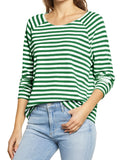 Romildi Striped Crew Neck T-shirt, Casual Loose Daily Long Sleeve Fashion Tunic T-Shirts Tops, Women's Clothing