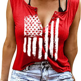 Romildi Women's USA Flag Print Tank Top, Casual Sleeveless V Neck Top, Casual Every Day Tops, Women's Clothing