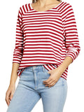 Romildi Striped Crew Neck T-shirt, Casual Loose Daily Long Sleeve Fashion Tunic T-Shirts Tops, Women's Clothing