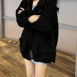 Romildi Solid Button Front Cardigan, Casual Long Sleeve Drop Shoulder Outwear, Women's Clothing