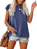 Romildi Women's Plain Baggy Short Sleeve T-shirt Casual V-neck Tee Shirt Summer Blouse Tops