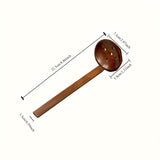 1pc, Spoon, Wooden Ramen Soup Ladle, Long Handle Ramen Spoons For Soup Hot Pot, Slotted Spoon, Colander Spoon, Kitchen Restaurant Cook Eid Al-Adha Mubarak