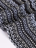 Romildi Tribal Striped Print Dress, Elegant Slim Crew Neck Long Sleeve Bag Hip Dress, Women's Clothing