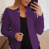 Romildi Solid Split Open Front Blazer, Elegant Long Sleeve Blazer, Elegant & Stylish Tops For Office & Work, Women's Clothing