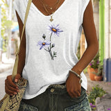 Romildi Floral Print Tank Top, Sleeveless Casual Top For Summer & Spring, Women's Clothing