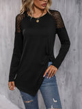 Romildi Solid Long Sleeve Blouse, Crew Neck Casual Every Day Top For Spring & Fall, Women's Clothing