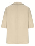 Romildi Short Sleeve Lapel Collar Blazer, Casual Solid Blazer With Pocket For Spring & Summer, Women's Clothing