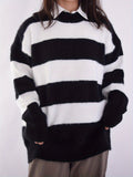 Romildi Color Block Striped Knit Sweater, Casual Crew Neck Long Sleeve Sweater For Spring & Fall, Women's Clothing