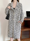 Romildi Allover Print Mid Length Coat, Elegant Button Front Long Sleeve Outerwear, Women's Clothing