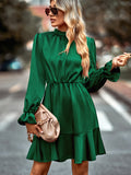 Romildi Solid Long Sleeve Slim Dress, Casual Every Day Dress For Fall & Winter, Women's Clothing