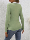 Romildi Slim Rib Knit Sweater, Casual V Neck Long Sleeve Sweater, Women's Clothing