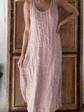 Romildi Solid Color Crew Neck Tank Dress, Casual Sleeveless Tank Dress For Every Day, Women's Clothing