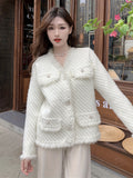 Romildi Solid Button Front Tassel Cardigan, Elegant Long Sleeve Drop Shoulder Outwear, Women's Clothing