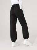 Romildi Women's Elastic  Solid Color High Waist Sweatpants Autumn And Winter, Comfortable Loose Workout Pocket Jogger Pants, Women's Activewear