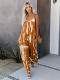 Romildi Romildi Plus Size Boho Jumpsuit, Women's Plus Tie Dye V Neck Medium Stretch Loose Fit Jumpsuit