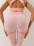 Romildi Two Tune Color Quick Drying Leggings, High Waist Slimming Yoga Fitness Workout Gym Sports Pants, Women's Activewear