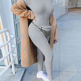 Women's Bodycon Zipper Turtle Neck Jumpsuit, Long Sleeve Solid Stretchy Jumpsuit, Women's Clothing