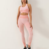 Romildi Two Tune Color Quick Drying Leggings, High Waist Slimming Yoga Fitness Workout Gym Sports Pants, Women's Activewear