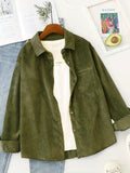 Romildi Solid Patched Pocket Simple Shirt, Vintage Button Front Shirt For Spring & Fall, Women's Clothing