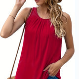 Romildi Solid Crew Neck Tank Top, Versatile Sleeveless Tank Top For Summer, Women's Clothing