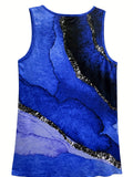 Romildi Stylish Marble Print Tank Top - Perfect for Summer, Women's V Neck Sleeveless Top