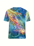 Romildi Abstract Print Crew Neck T-shirt, Casual Short Sleeve T-shirt For Spring & Summer, Women's Clothing