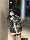 Romildi Preppy Plaid Pattern Button Up Pocket Cardigan, Casual Long Sleeve Cardigan For Fall & Winter, Women's Clothing