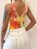 Romildi Tie Dye Plunging Neck Tank Top, Casual Sleeveless Tank Top For Summer, Women's Clothing