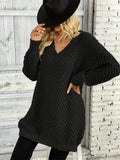 Romildi Solid Simple Knit Sweater, Casual V Neck Long Sleeve Solid Sweater, Women's Clothing