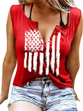 Romildi Women's USA Flag Print Tank Top, Casual Sleeveless V Neck Top, Casual Every Day Tops, Women's Clothing