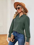 Romildi Solid Polo Collar T-Shirt, Casual Long Sleeve Top For Spring & Fall, Women's Clothing