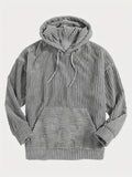 Romildi Vintage Corduroy Hoodies For Men, Men's Casual Pullover Hooded Sweatshirt With Kangaroo Pocket Streetwear For Winter Fall, As Gifts