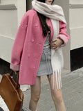 Romildi Button Front Fuzzy Jacket, Elegant Long Sleeve Drop Shoulder Coat For Fall & Winter, Women's Clothing