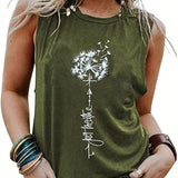 Romildi Women's Dandelion Just Breathe Print Camisole Tank Top - Stylish and Comfortable Sleeveless Top for Casual Wear