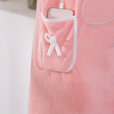 Romildi 1pc Cute Bow Soft Shower Skirt for Women - Adjustable Bath Robe with Pocket for Home and Travel