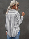 Romildi Casual Striped Shirt, Button Up Top For Spring & Fall, Women's Clothing