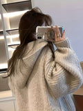 Romildi Solid Open Front Hooded Cardigan, Versatile Long Sleeve Patched Pockets Cardigan For Fall & Winter, Women's Clothing