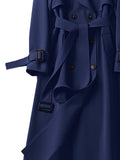 Romildi Double Breasted Trench Coat, Casual Lapel Long Sleeve Outerwear, Women's Clothing