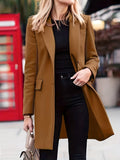 Romildi Solid Single Breasted Jacket, Elegant Long Sleeve Jacket For Fall & Winter, Women's Clothing